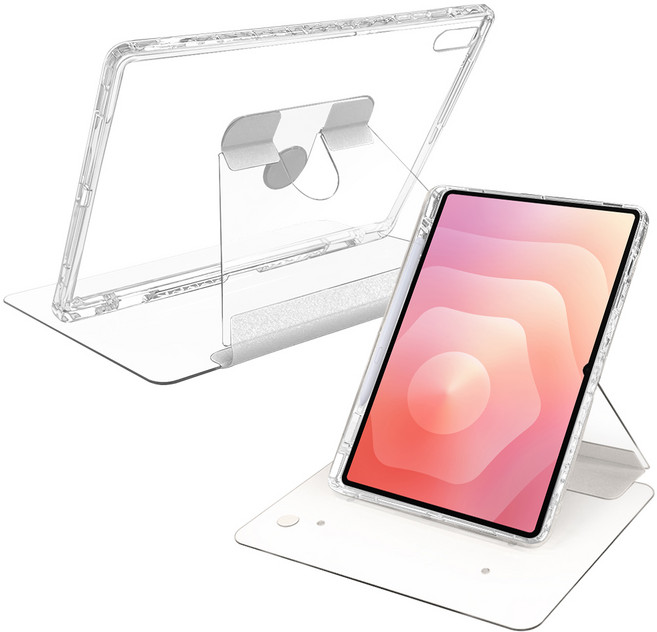 더조은셀러 쏙보여 360도 회전 펜수납 스탠드 케이스 갤럭시탭 호환, 투명