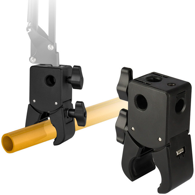 스탠드 고정용 멀티 클램프 파이프 원형 간편한 노브 방식 튜브 집게, 블랙(단일색상), 1개, AC-C21