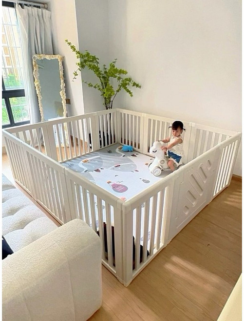 Mykidz 高68公分 兒童圍欄, 1個, 極簡圍欄180*200-純白