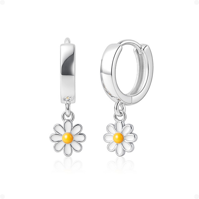 ARIN 실버925 미니 데이지 드롭 원터치 귀걸이 AOM005