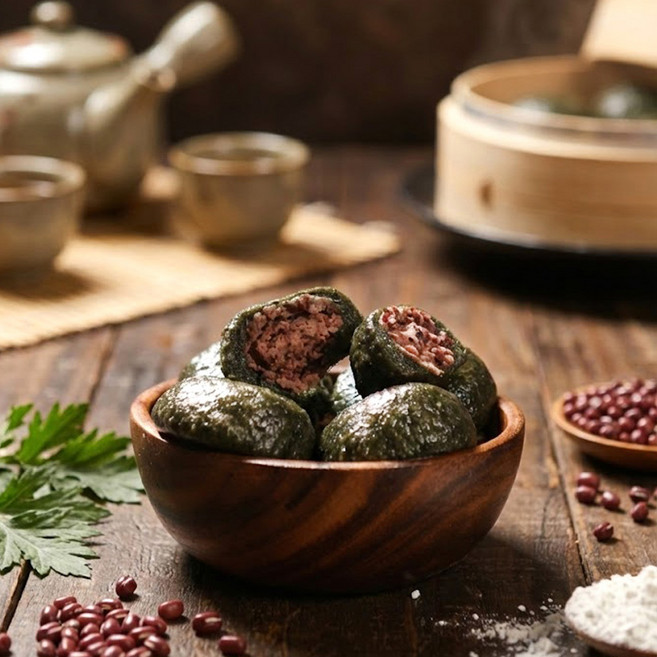 제주쑥 통팥듬뿍 찹쌀떡 국내산 쌀로 만든 저당 건강간식 개별 포장 6개입