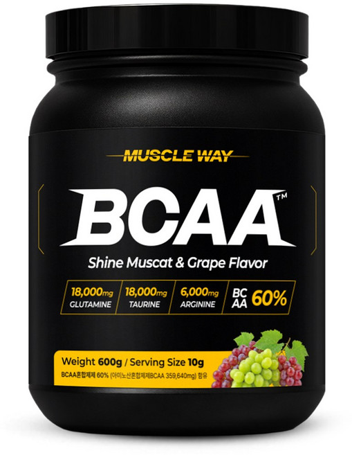머슬웨이 BCAA 글루타민 타우린 헬스보충제 포도맛, 1개, 600g