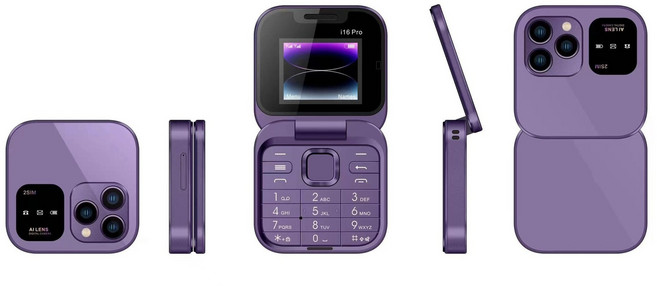 i16 Pro 미니 폴더블 폰 사각형 폰, purple
