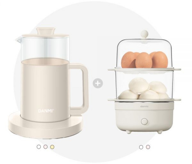 [홈카페_세트상품] 단미 티포트 + 계란찜기 호빵찜기, KET01[핑크]+EGS01[핑크]