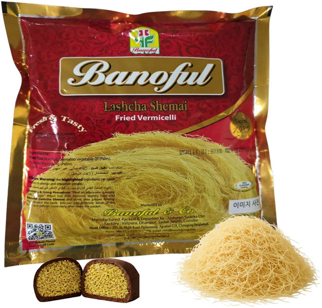 S.N. FOOD 카다이프대체면 BANOFUL 라자 쉬마이 PHENI 두바이쫀득쿠키 두쫀쿠 재료 페니면 (BANOFUL LACCHA SEMAI), 180g, 1개