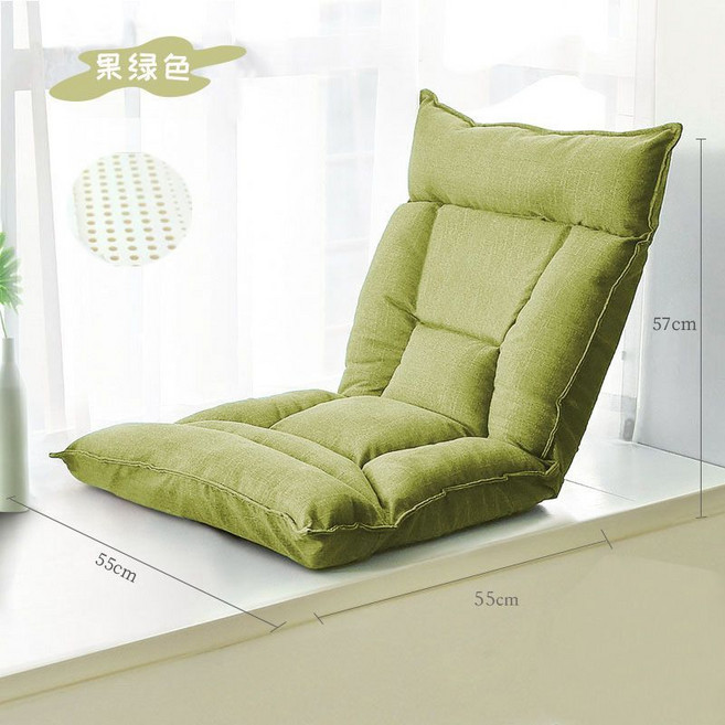 懶人沙發 單人 靠背休閒椅子 落地摺疊 臥室陽台飄窗PP棉填充 五檔調節, 1個, 加大加寬+升級頸部【抹茶綠】云端坐感 飽滿填充 承重300斤
