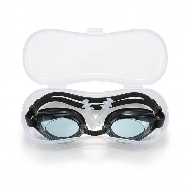 제로앤나인 김서림방지 물안경 수경 고글 귀마개 포함, 블랙, 1개