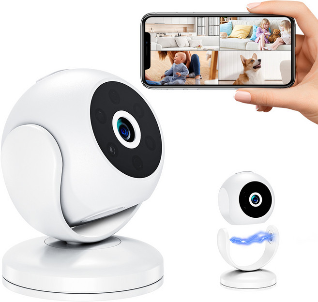 2K 고화질 WiFi 홈캠 가정용 스마트 홈카메라 170도 광각 적외선 야간투시 펫캠 베이비캠 180도 수직조절 자석 거치 CCTV, 1개, A5