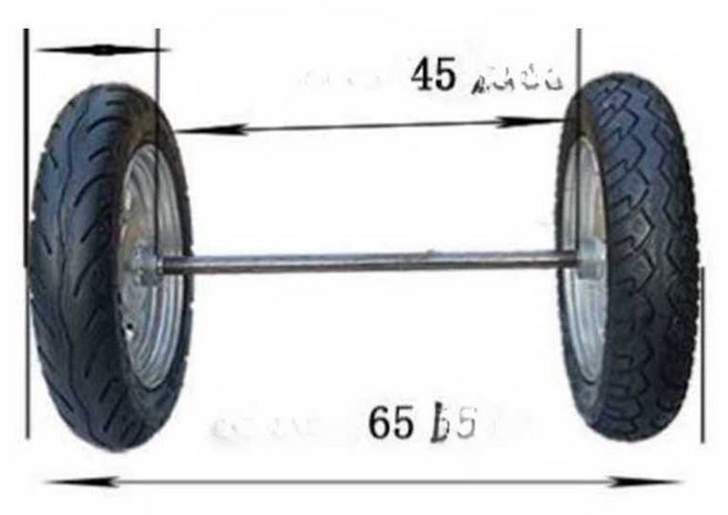 구루마 카트 바퀴 운반 샤프트 트롤리휠 타이어 리어카 축 3.00-10 축 길이 65cm