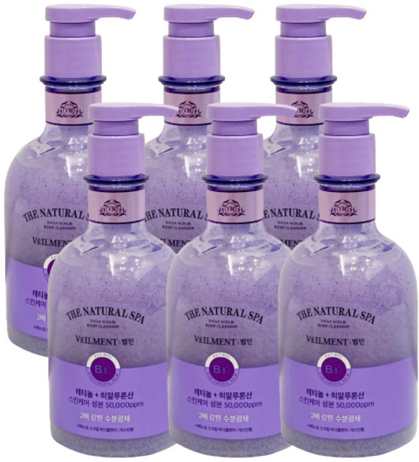 벨먼 내추럴 스파 수분광채 사해소금 스크럽 바디클렌저 자스민, 400ml, 6개