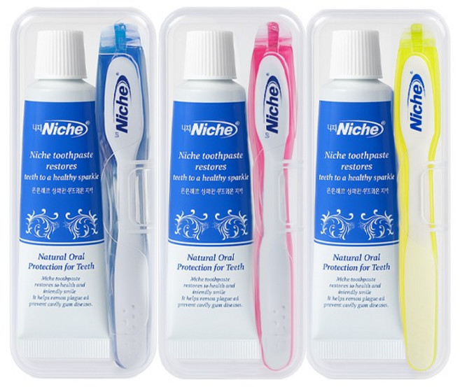 [국내생산] 니치 접이식 휴대용 여행용 칫솔치약세트, 1세트