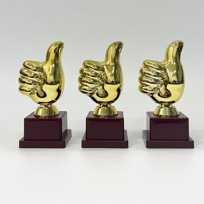 미니 엄지척트로피 상패 대회우승 행사 무료인쇄제작 어린이집 태권도 축구 스포츠학원, 금색라벨지 3장(개별문구인쇄요청)