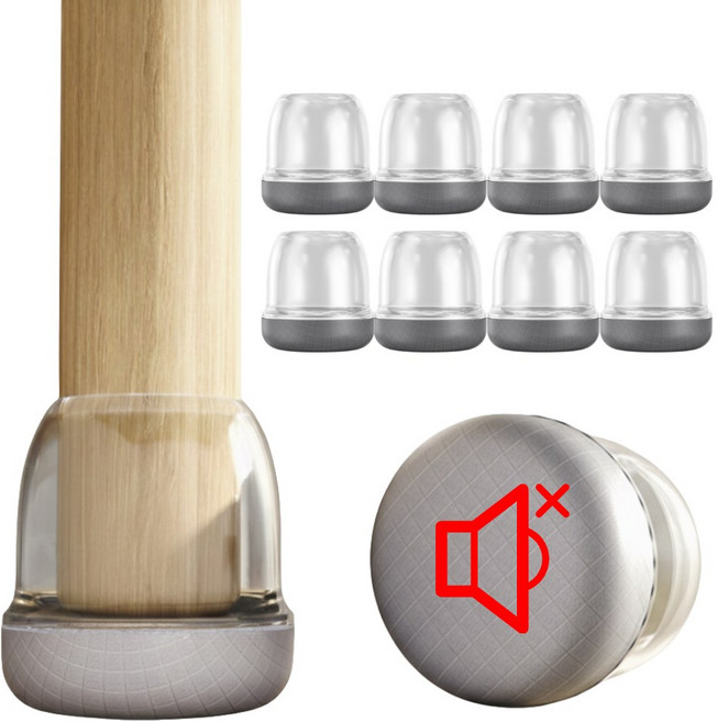 루벨르 머리카락 먼지 안달라붙는 의자 발커버 소음방지 보호캡, 8개, 그레이