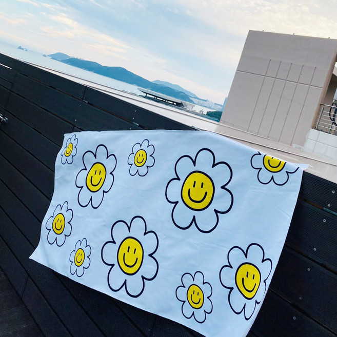 스마일 비치타올 수영장 바캉스 해변 대형 비치타월, C 사각 데이지, 1개