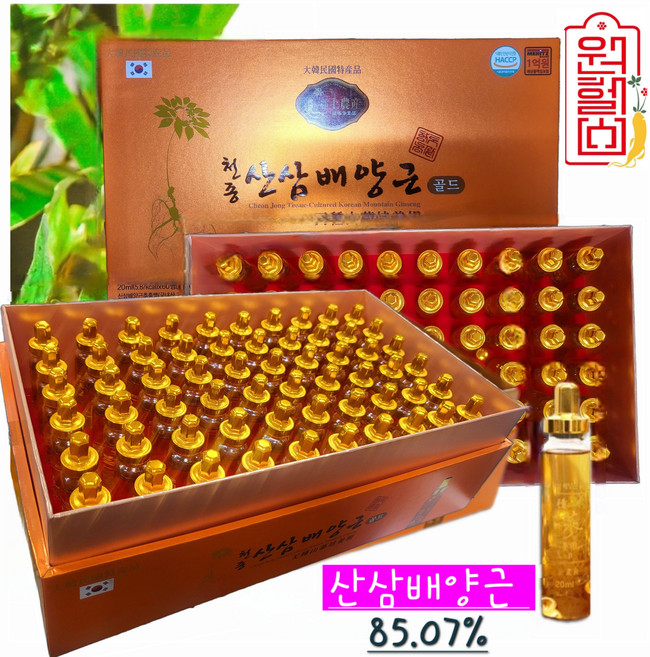 천종 산삼 배양근 20ml *60병 (산삼 배양근 85.07%) 산삼배양근 부모님선물 명절선물 거래처선물, 1박스, 1.2L
