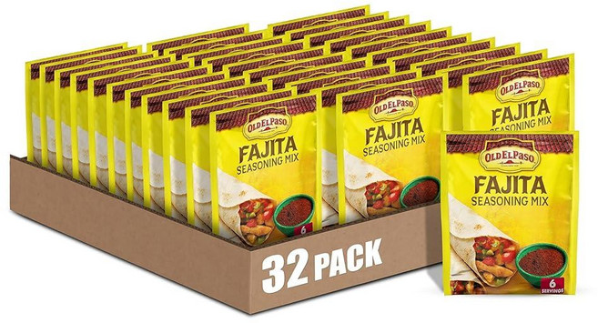 Old El Paso Hot & Spicy 타코 시즈닝 28.3g(1온스) (32개 팩), 1 Ounce (Pack of 32), Fajitas