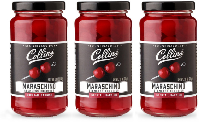 콜린스 스템리스 칵테일 체리 통조림, 284g, 3개
