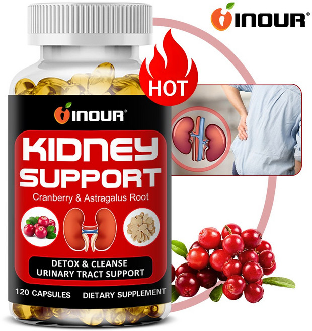 신장 건강 보조제 크랜베리 ​​추출물 120캡슐 배뇨 기능 개선 및 배뇨 불편감 완화., 1개, 120정