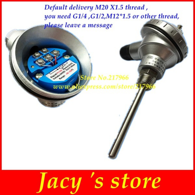 M20 X 1.5 열 저항 고온 pt100 온도 센서 프로브 통합 트랜스미터 4-20MA RTD, 08 0-300 degree 4-20MA
