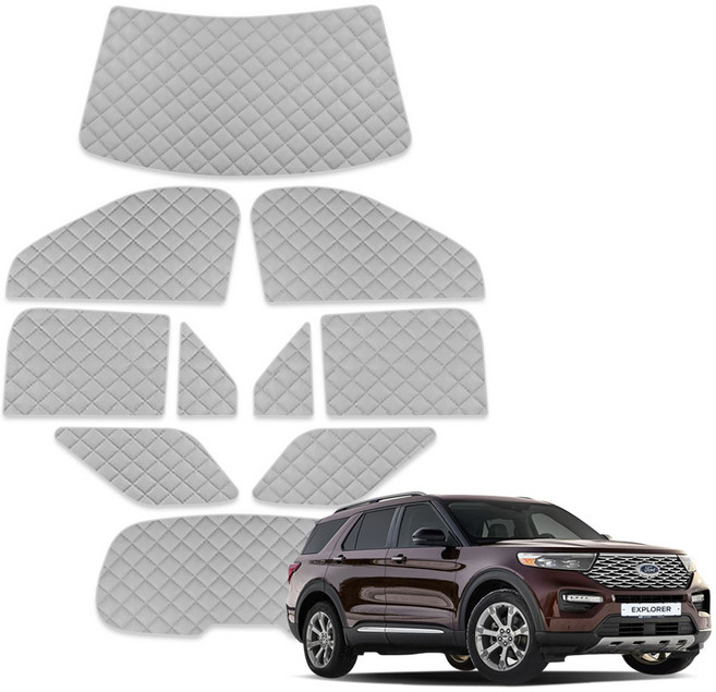 루젠 포드 익스플로러 6세대 차박커튼 캠핑 암막 햇빛가리개, 1세트, 라이트그레이