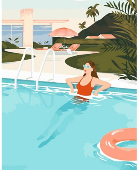 [공블리] 리빙듀오 DIY 쉬운 유화 명화 그리기 세트 99종 선물 인테리어 ( 중형 40 x 50 ), A-284 수영장 여인, 1개