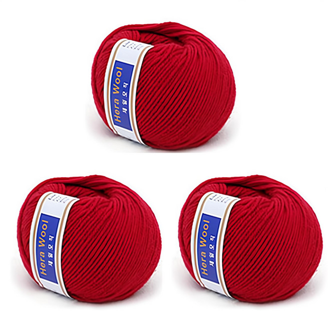 SAMSUNG 三星 C&T 第一毛織 Hera 羊毛編織線, 06 紅色, 3個