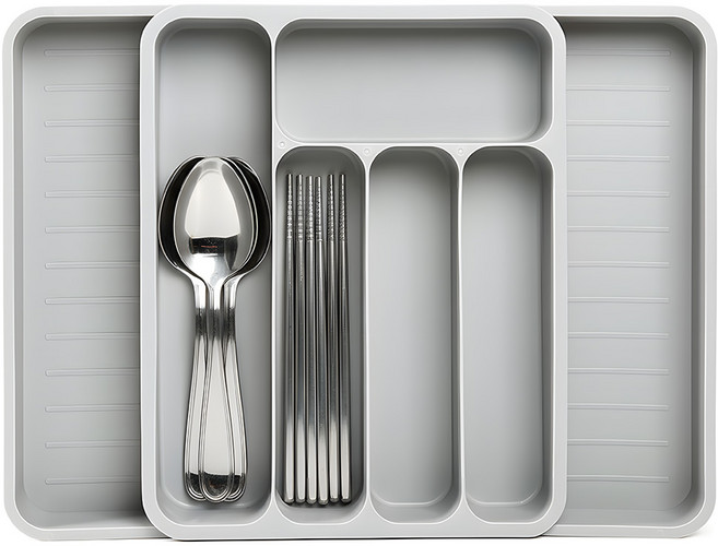수저분리함 커트러리정리함 주방서랍정리 서랍수저함 서랍수저정리함, 1개, 모던그레이