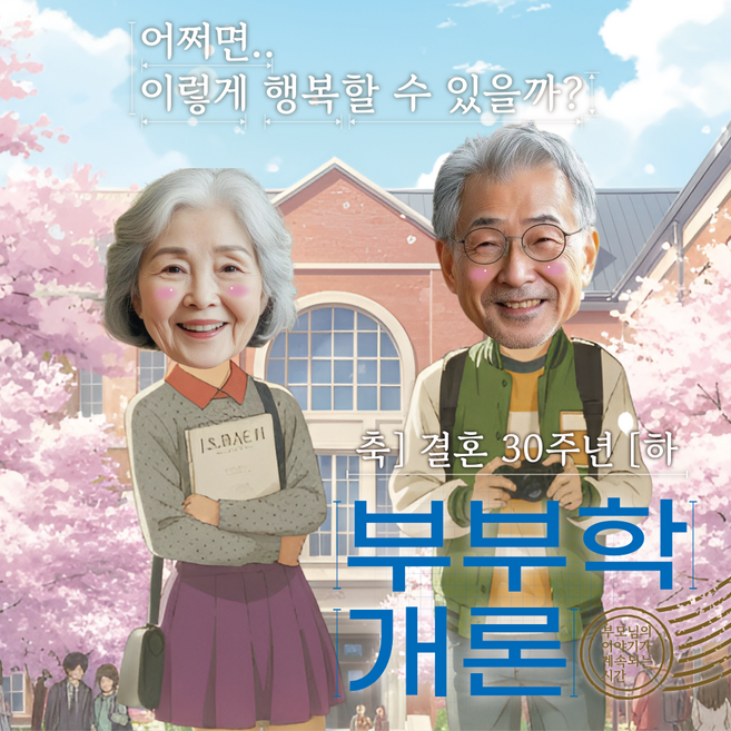 도도한날 영화같은 시네마 현수막 생일현수막 환갑 칠순 생신 축하 퇴임 승진 입사 합격 파티 현수막 제작, 부부학개론 (2인용)