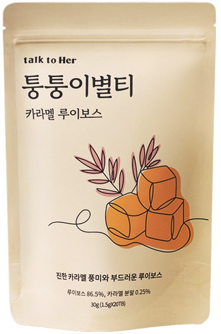 톡투허 퉁퉁이별티 카라멜 루이보스 티백 임산부 차 선물, 1개, 20개입, 1.5g