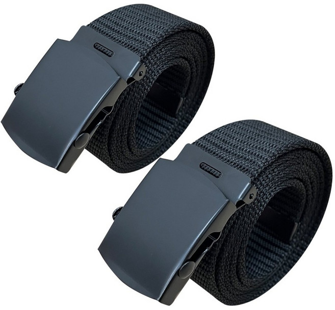 1+1 군용 벨트 전술 작업복 청바지 허리띠, 블랙+블랙, 2개