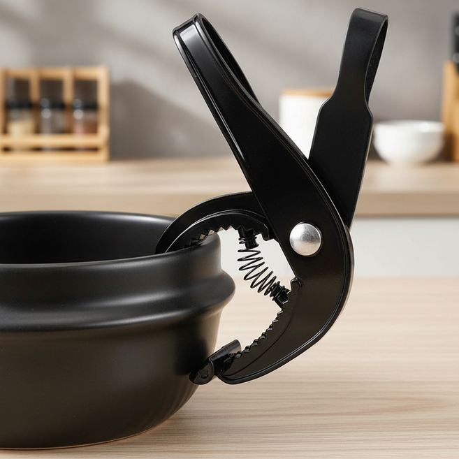 업소용 주방 식당 찌개 뚝배기 전용 집게 삼덕스프링 R형 철제 홀더, 삼덕 뚝배기 집게