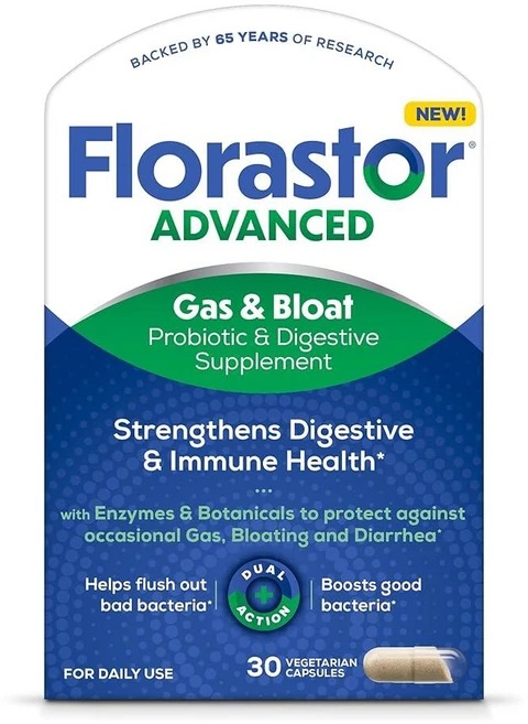 Florastor Advanced Gas and Bloat 프로바이오틱스 소화 효소 및 식물 소화 건강을 위한 프로바이오틱스 30캡슐, 30 Count (Pack of 1), 1개 - 쿠팡