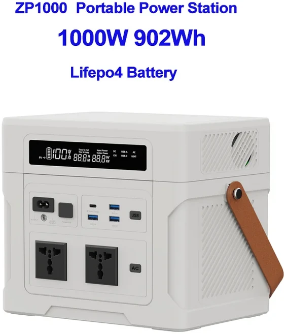 902Wh/1804Wh/2706Wh 1000W 휴대용 파워 스테이션 LiFePo4 배터리 병렬 연결로 용량 확장 태양광 발전기 비, 03 1000W 902Wh, 02 220V UK Plug