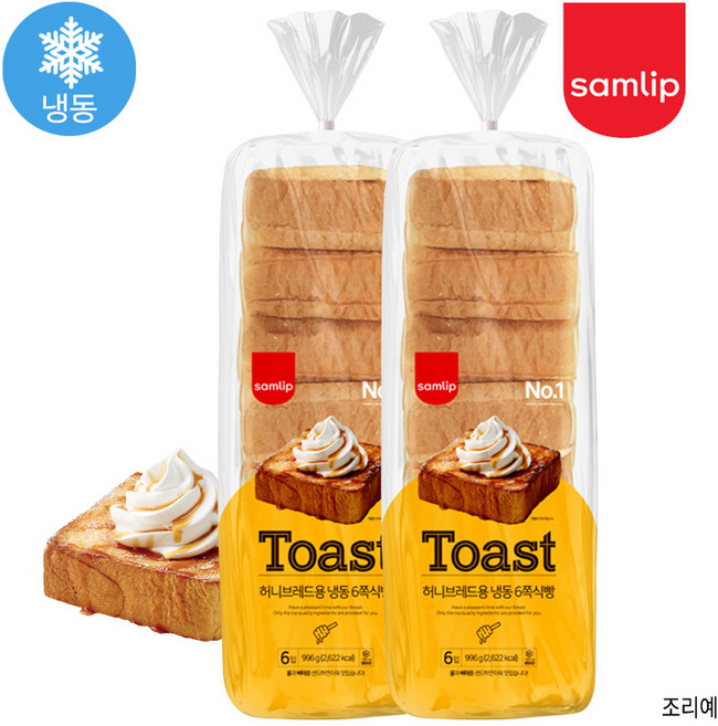 삼립 허니브레드용 냉동 6쪽식빵 996g 2개입 토스트 샌드위치 브런치 식사빵, 2개