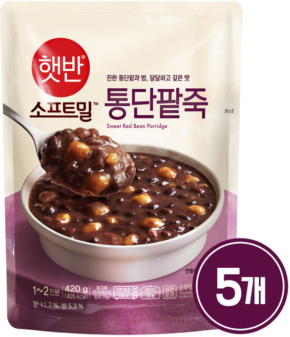 CJ제일제당 [CJ제일제당] 비비고 통단팥죽 420g x 5개