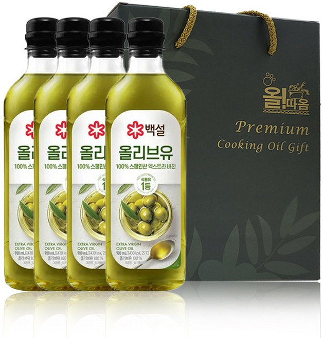 백설 올리브유 900ml 4입 선물세트 [올리브컬러], 1세트