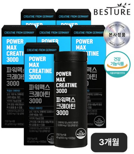 베스처 파워맥스 크레아틴 3000 45g, 90정, 6개