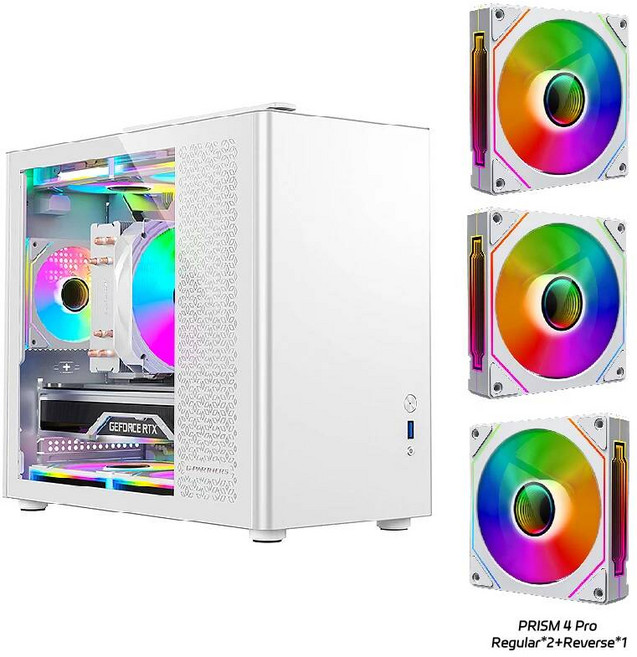 pc케이스 미들타워 데스크탑 방송용컴퓨터 M5 울트라 MATX PC 케이스 ITX 마더보드 ATX 파워 서플라이 지원 U3 휴대용 측면 투명 미니 컴퓨터, White M5 4Prox3