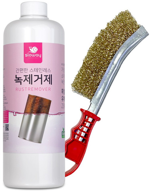 스텐 타일 녹물 녹제거제 1000ml + 나이프형 스틸 철 브러쉬, 1개, 1L