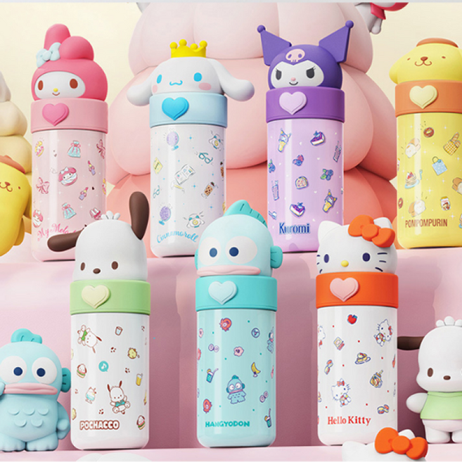 산리오 폼폼푸린 3D 피규어 스텐 텀블러 350ml, 없음, 1개