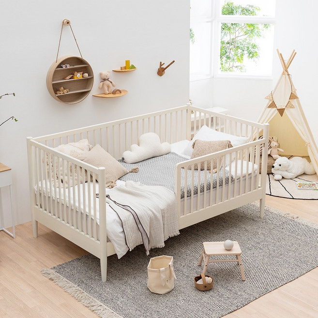 레이디가구 스칸딕 로맨틱 데이베드 고무나무 원목 침대 SS 슈퍼싱글 방문설치, 아이보리