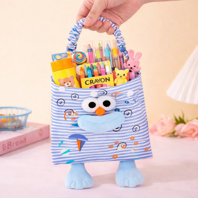 귀여운 캐릭터 선물가방 어린이집 답례품 키즈 선물백 구디백 4개, 블루마린