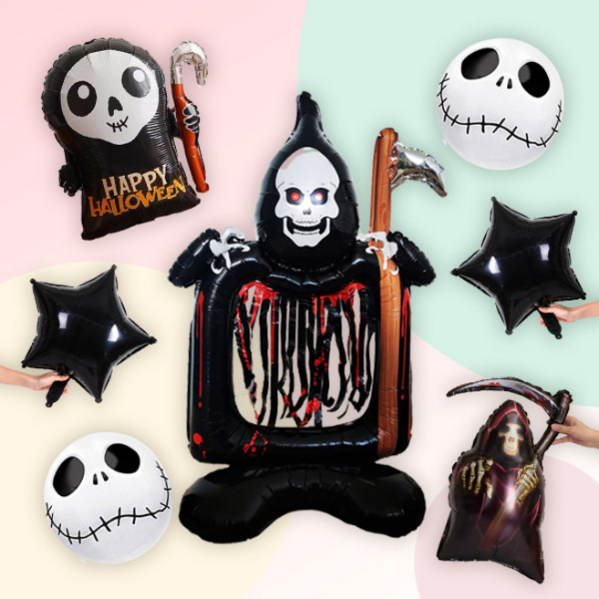 [파티지_로켓] 할로윈 풍선세트2 / 할로윈풍선 호박 미라 유령 거미 드라큘라풍선 할로윈파티 할로윈장식, HB 07_사신 원별풍선세트_입체 커튼 사신
