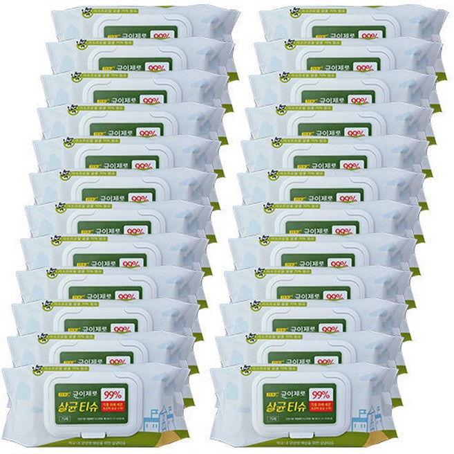 균이제로 손소독티슈 소독용세정제 알콜70% 75매X24팩, 55g, 75개입, 24개
