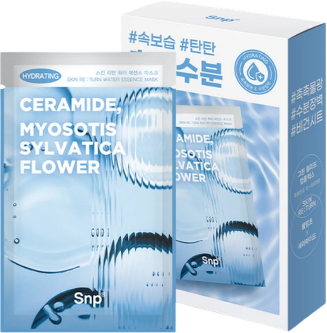 에스엔피 스킨 리턴 워터 에센스 수분 마스크팩, 1개, 10개입 - 쿠팡
