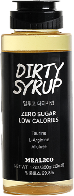 [밀투고] 더티시럽 저칼로리 제로슈가 알룰로스 타우린 아르기닌 함유 건강한 다이어트 시럽 대체당 소스, 350g, 1개