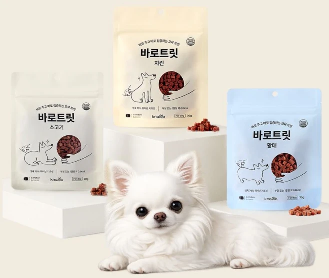 드룰린 바로트릿 강아지 노즈워크 저칼로리 교육 훈련용 설채현 간식 70g 황태+닭+소, 3개, 바로트릿 황태+닭+소 - 쿠팡