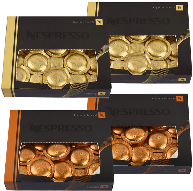 네스프레소 제니우스 기업용 프로 캡슐 패드 에스프레소 카라멜 100개 + 바닐라 100개 (4박스) 독일 내수용