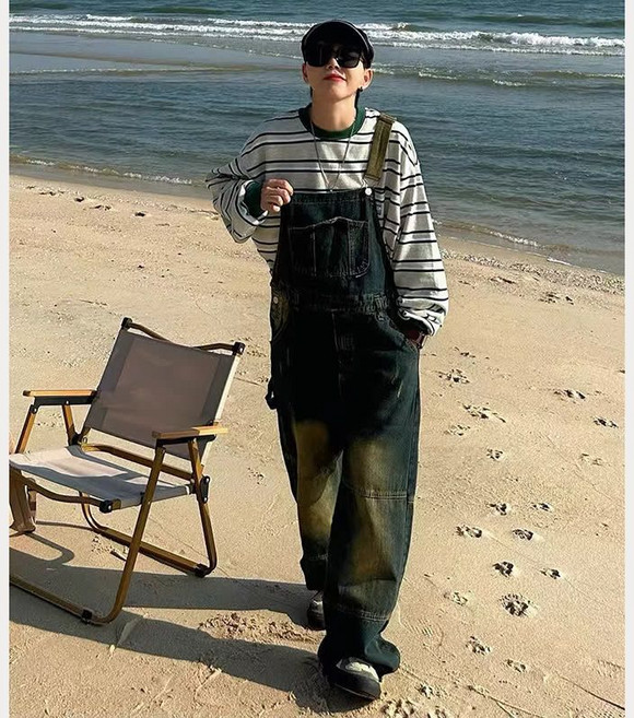 캐주얼 남자 청멜빵바지 빈티지 데님 팬츠 슬랙스 청점프슈트 빅사이즈 봄 가을 남성 데님 점프수트 YJW