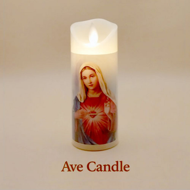 은혜로운 성모님 LED 전자 양초 기도초 천주교 성물, 1개